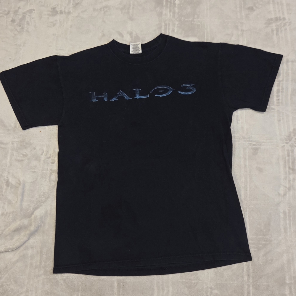 Vintage Halo three Jerzees promotional Black Heavyweight Cotton T-Shirt